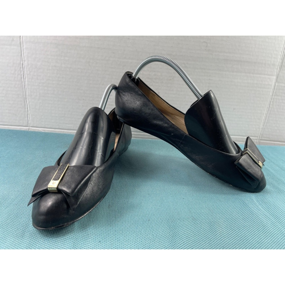 Louise et Cie  Fable Ballet Flats Womens Shoes Black 8.5M Leather Bow Slip On